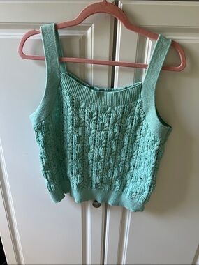 Time and Tru Mint Cable Knit Tank